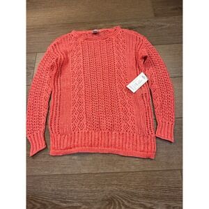 Chicos Coral Open Stitch Pullover Fashion Sweater Petite 00 NWT Casual Light